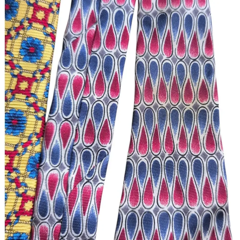 Henri Christiaan Tie Lot of 2 Silk Geometric‎ Pattern Paris British Designer